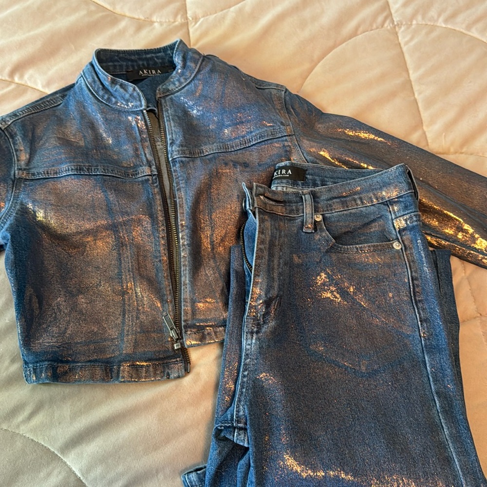 Akira metallic denim set